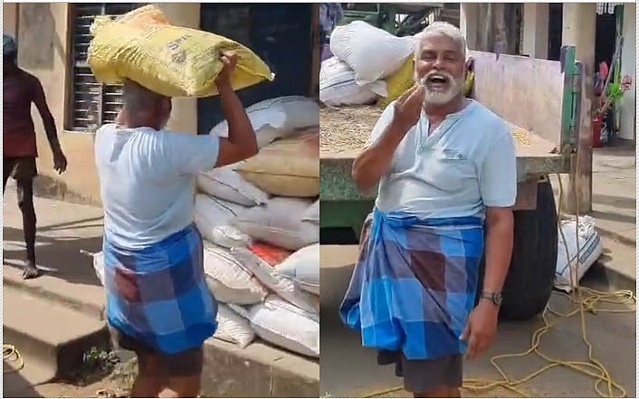 மூட்டை தூக்கும் புதுச்சேரி முன்னாள் அமைச்சரின் விடியோ வைரல்!