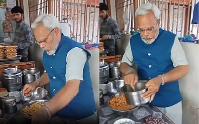 குஜராத்: பிரதமர் மோடியைப் போல தோற்றமளிக்கும் பானி பூரி விற்பனையாளர்