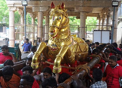 கள்ளழகரின் தங்கக் குதிரை வாகனத்துக்கு 
தல்லாகுளத்தில் வரவேற்பு