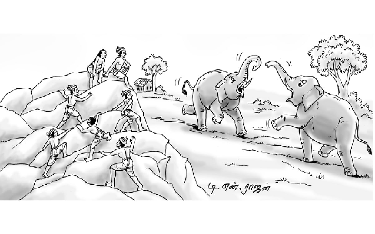 குன்றேறி யானைப் போர் காணல்!