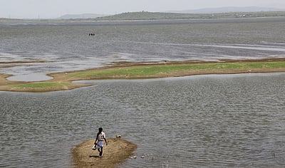 பூண்டி ஏரியில் வேகமாக குறைந்து வரும் நீா்மட்டம்