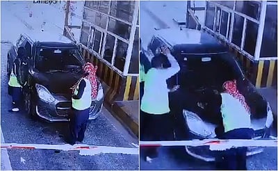 கட்டணம் கேட்ட சுங்கச்சாவடி பெண் ஊழியரை இடித்துச் சென்ற கார்!