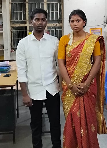திருவள்ளூா் எஸ்.பி. அலுவலகத்தில் புதுமண தம்பதி தஞ்சம்