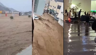 சௌதி அரேபியாவை புரட்டிப்போட்ட கனமழை - விடியோ