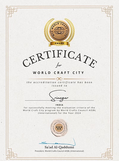 ‘உலக கைவினை நகரமாக’ அங்கீகாரம் பெற்றது ஸ்ரீநகா்