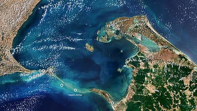 விண்வெளியிலிருந்து செயற்கைக் கோள் எடுத்த ராமர் சேது பாலத்தின் புகைப்படம்