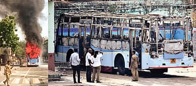 சிஎன்ஜி பேருந்தில் தீ; பயணிகள் உயிர் தப்பினர்