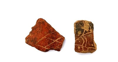 கீழடி அகழாய்வில் மீன் உருவிலான பானை ஓடுகள்