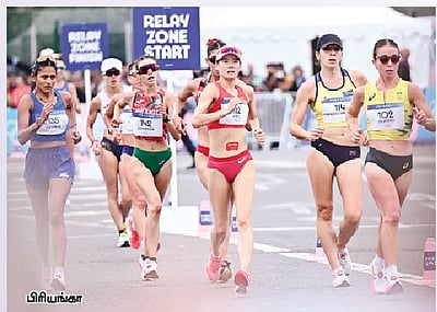 கலப்பு மாரத்தான் வாக் ரிலே: பாதியிலேயே வெளியேறிய சூரஜ் பன்வர், பிரியங்கா கோஸ்வாமி இணை