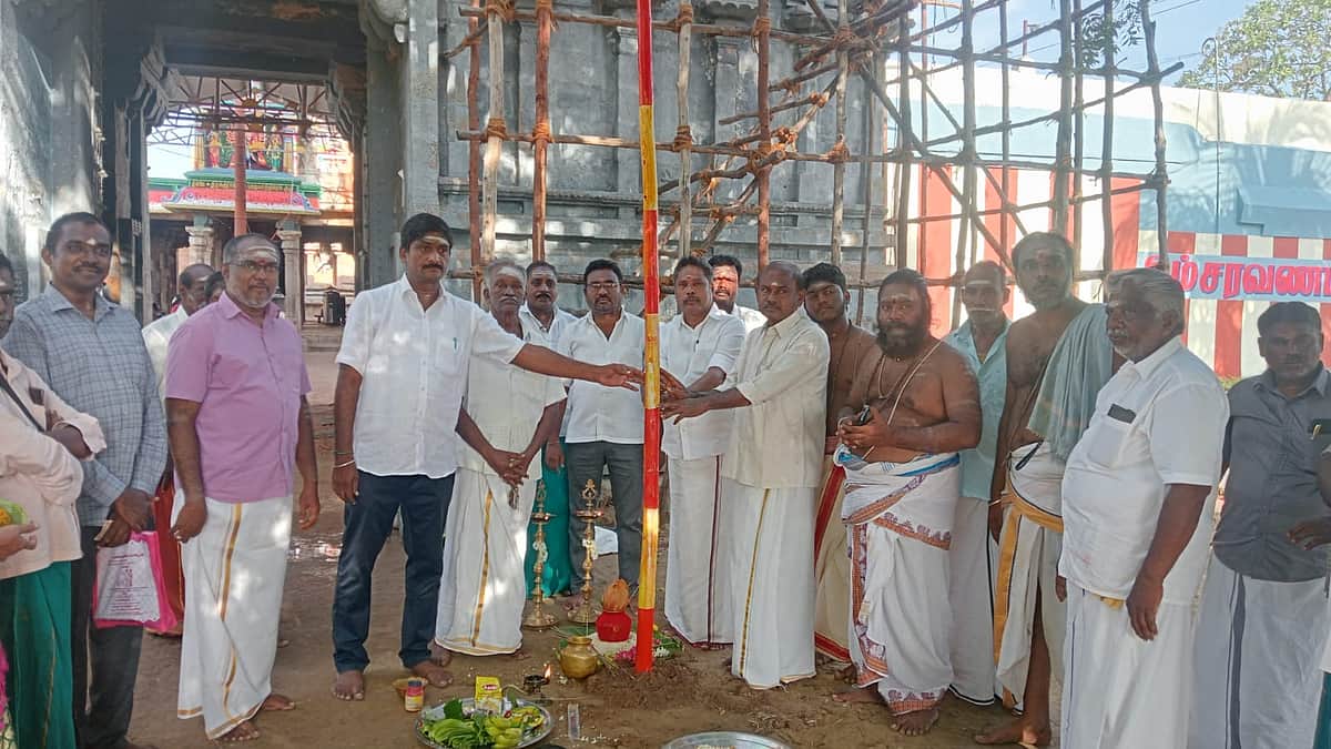 திருவிடைக்கழி பாலசுப்பிரமணியன் கோயிலில் பந்தல்கால் முகூர்த்த விழா