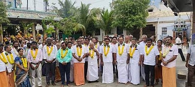 திருச்செங்கோடு கைலாசநாதா் கோயிலில் பாலாலய திருப்பணி தொடக்க பூஜை