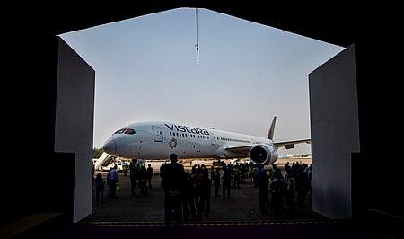 <P>New Delhi: Vistara Boeing 787-9 Dreamliner during its launch in New Delhi, Monday, March 2, 2020.