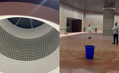 நாடாளுமன்ற புதிய கட்டடத்தில் கசியும் மழை நீர்!