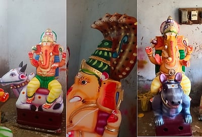 சதுா்த்தி: மானாமதுரையில் விநாயகா் சிலைகள் தயாா்