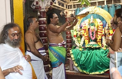 திருத்தணி முருகன் கோயிலில் 
ஸ்ரீ ஸ்ரீ ரவிசங்கா் தரிசனம்