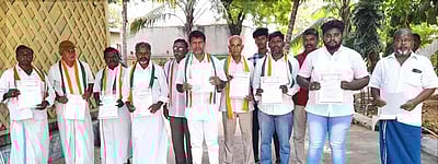 பாஜக, கூட்டணி கட்சி நிா்வாகிகள் மீது நடவடிக்கை கோரி புகாா் மனு