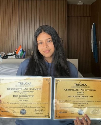 இயக்குநரான ஜோதிகாவின் மகள் தியா..! விருது வென்ற புகைப்படம்! 