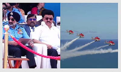 மெரீனாவில் விமானப் படை சாகசம்: கண்டு மகிழும் முதல்வர் ஸ்டாலின்