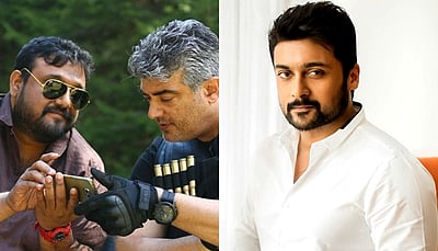 சூர்யாவை சந்தித்த அஜித்..! இயக்குநர் சிவா குறித்து அஜித் கூறியதென்ன?  