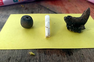 வெம்பக்கோட்டை அகழாய்வில் கிடைத்த சுடுமண் மணி, காதணி, சங்கு வளையல்