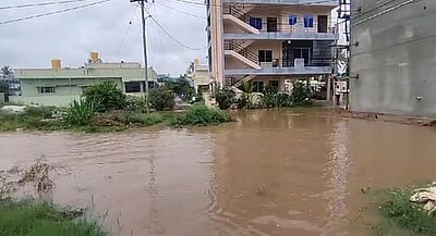 பாகலூரில் குடியிருப்பை சுற்றிலும்தேங்கிய மழைநீா்: மக்கள் அவதி