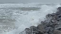 கடற்கரையில் ராட்சத அலையில் சிக்கி பெண் உயிரிழப்பு; பேராசிரியா் மாயம்