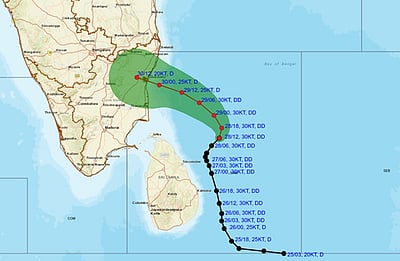 காற்றழுத்த தாழ்வு மண்டலம் நாளை தமிழக-புதுச்சேரிக்கு இடையே கரையை கடக்கும்: இந்திய வானிலை ஆய்வு மையம் 