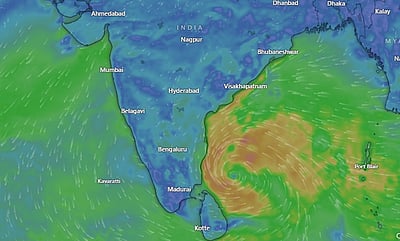 சென்னைக்கு தென்கிழக்கே 300 கிமீ தொலைவில் ஃபென்ஜால் புயல்!