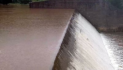 ஆம்பூரில் கன மழை: ஆனைமடுகு தடுப்பணை நிரம்பியது