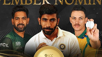 ஐசிசி நவம்பர் மாத சிறந்த வீரர் விருது! போட்டியாளர்களில் ஜஸ்பிரித் பும்ரா!