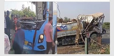 உ.பி.,யில் டபுள் டெக்கர் பேருந்து - டேங்கர் லாரி மோதல்: 8 பேர் பலி