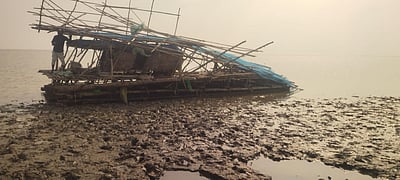 வேதாரண்யம் அருகே கரை ஒதுங்கிய  மியான்மர் நாட்டு மூங்கில் தெப்பம்