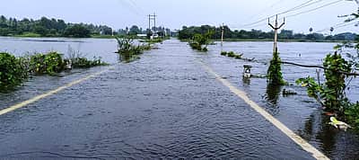 கூவம் ஆற்றில் வெள்ளப் பெருக்கு: 
போக்குவரத்துக்குத் தடை