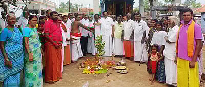 பாண்டமங்கலத்தில்  சாலை அமைக்க பூமி பூஜை