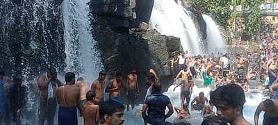 கிறிஸ்துமஸ் விடுமுறை: திற்பரப்பு அருவியில் குவிந்த  சுற்றுலாப் பயணிகள்