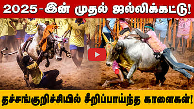 2025-இன் முதல் ஜல்லிக்கட்டு! தச்சங்குறிச்சியில் சீறிப்பாய்ந்த காளைகள்! 

