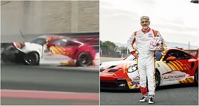 கட்டுப்பாட்டை இழந்த அஜித்: நொறுங்கிய கார் - விடியோ!