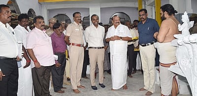 திருவத்திபுரம் தேவநாத சுவாமி கோயில் கும்பாபிஷேக பணிகள்: அமைச்சா் ஆய்வு