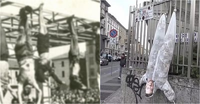 முசோலினியின் உடல் தலைகீழாக தொங்கவிடப்பட்ட இடத்தில் எலான் மஸ்க்கின் உருவ பொம்மை! 