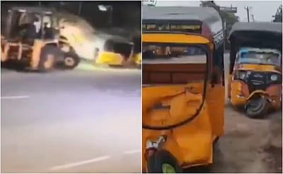 மதுரையில் ஜே.சி.பி.யை இயக்கி 25 வாகனங்களை நொறுக்கிய சிறுவன்! 