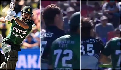 நியூசி. வீரர் மீது மோதிய பாகிஸ்தான் வீரருக்கு போட்டிக் கட்டணத்தில் 50% அபராதம்!