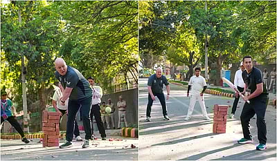 தில்லியில் சிறுவர்களுடன் கிரிக்கெட் விளையாடிய நியூசிலாந்து பிரதமர்!