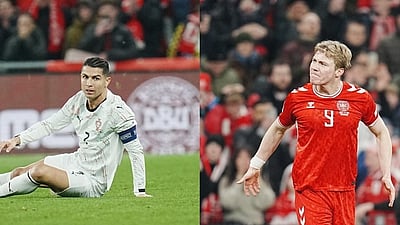 போர்ச்சுகலை வீழ்த்திய டென்மார்க்: ரொனால்டோ பாணியில் கொண்டாடிய டென்மார்க் வீரர்! 