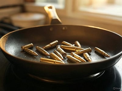 வாணலியில் தோட்டாக்களை சூடாக்கிய போலீஸ் அதிகாரி... வெடித்துச் சிதறி விபத்து!