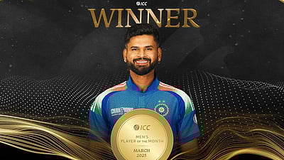 ஐசிசியின் சிறந்த வீரருக்கான விருதை வென்ற ஷ்ரேயாஸ் ஐயர்!