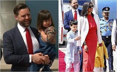 இந்திய பாரம்பரிய உடையில் அமெரிக்க துணை அதிபரின் குழந்தைகள்!