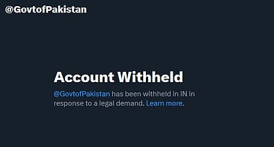 பாகிஸ்தான் அரசின் அதிகாரப்பூர்வ எக்ஸ் கணக்கு முடக்கம்!