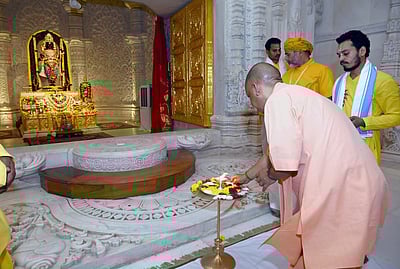 அயோத்தி ராமர் கோயில் கட்டுமானப் பணிகளை ஆய்வு செய்த யோகி ஆதித்யநாத் 