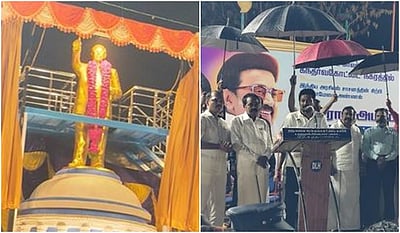 கந்தா்வகோட்டையில் அம்பேத்கா் சிலை: துணை முதல்வா் திறந்து வைத்தாா்