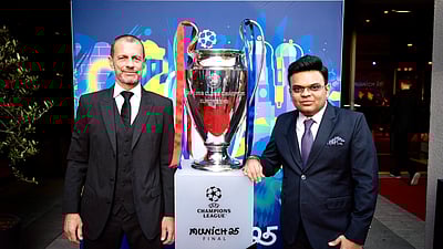 ஐரோப்பிய கால்பந்து கழகத் தலைவரைச் சந்தித்த ஜெய் ஷா..! கிரிக்கெட் - கால்பந்து ரசிகர்கள் மகிழ்ச்சி!